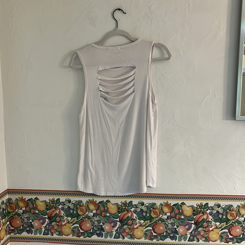 Sale! Peloton Tank Top with Back Cutout, Size S, White, - Picture 2 of 6